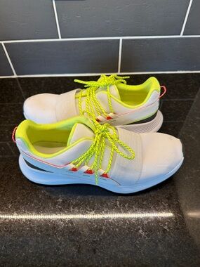 Women’s Under Armour Athletic Sneakers in White with Neon Yellow Accents